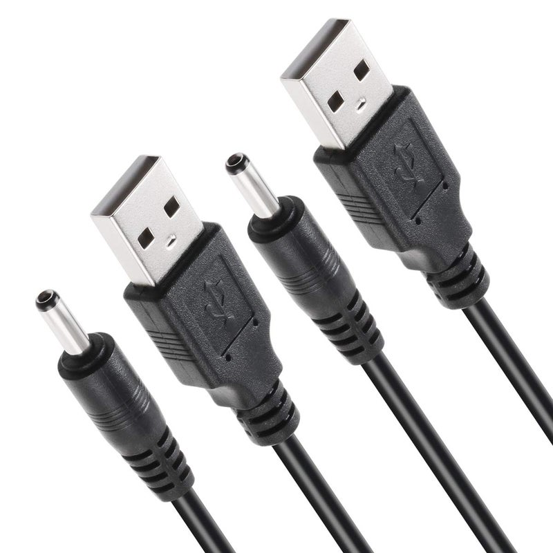 TENINYU كابل طاقة TENINYU USB 2.0 A ذكر إلى DC 3.5x1.35 مم 5 فولت 24AWG مع موصل أسطواني، 3 أقدام، أسود (كابل طاقة بحد أقصى 2.5 أمبير، دبوس الوسط موجب)، عبوة 2 - Image 1